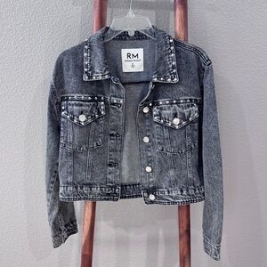 Rebecca Minkoff Studded Denim‎ Jean Jacket Black Gray 100% Cotton Size M